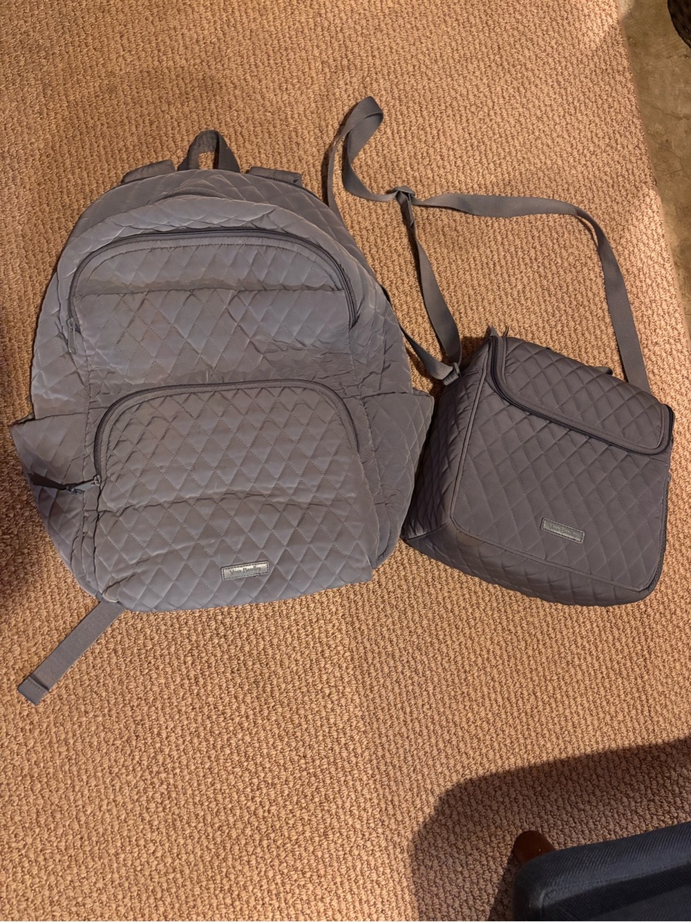 Quilted Gray Backpack and lunchbox  Set - Vera Bradley